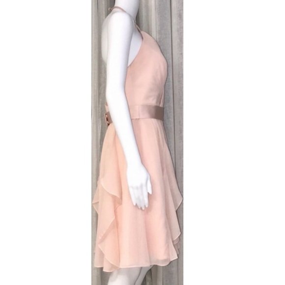 VERA WANG Blush Chiffon A-Line Dress - Picture 5 of 9